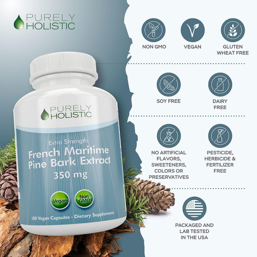 Extrato De Casca De Pinho Puramente Holístico 350 Mg 180% - Imagem 6