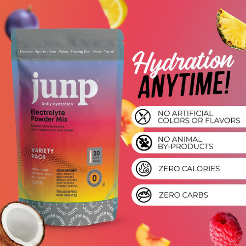 Electrolyte Drink Mix Sticks Junp Sem Açúcar 5 Sabores 20 - Imagem 2