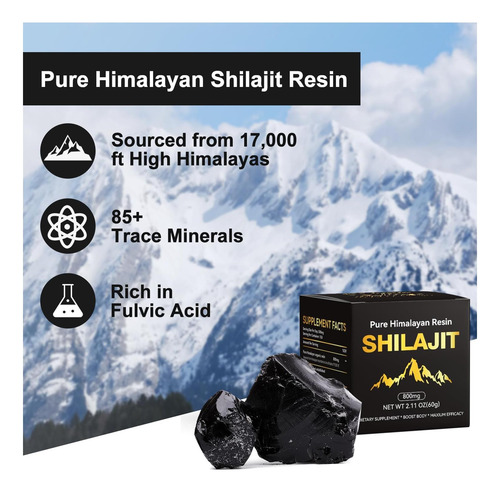 Puro Himalaia Shilajit Para Homens E Mulheres Ácido Fúlvico - Imagem 3