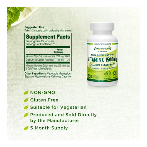 Innervisnutrition Vitamina C Tamponada Não Ácida - 1500mg As - Imagem 9