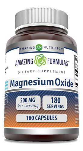 Suplemento Amazing Formulas Óxido De Magnésio 500 Mg 180 Cáp