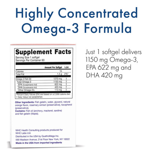 Suplemento Whc Unocardio X2 Óleo De Peixe 1270 Mg Ômega-3 60 - Imagem 2