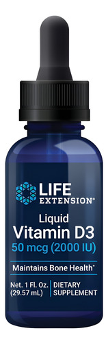 Life Extension Vitamina D3 Líquida 50mcg (2000iu) - Gotas Se