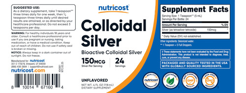 Suplemento Nutricost Coloidal Silver 120ml 150mcg - Imagem 6