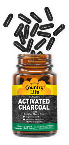 Suplemento De Carvão Ativado De Coco Country Life 260 Mg - Imagem 3