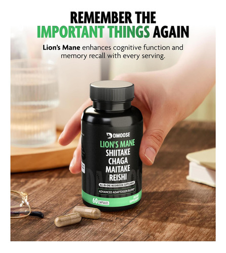 Complexo De Cogumelos De Leões 5300 Mg Mistura Adaptogênica - Imagem 4