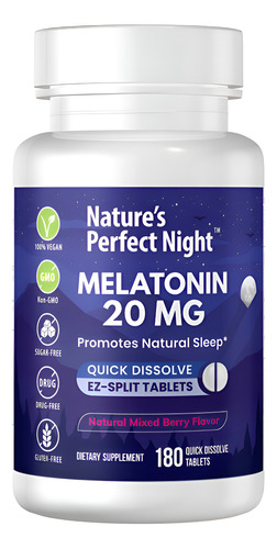 Suplemento Nature"s Perfect Night Melatonina 20 Mg 180 Compr