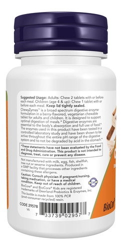 Now Foods Supplements Chewyzymes Enzimas Mastigáveis ??de - Imagem 3