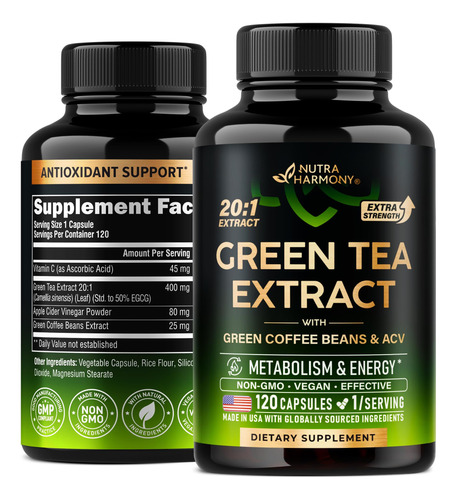 Suplemento De Extrato De Chá Verde Nutraharmony 120 Cápsulas