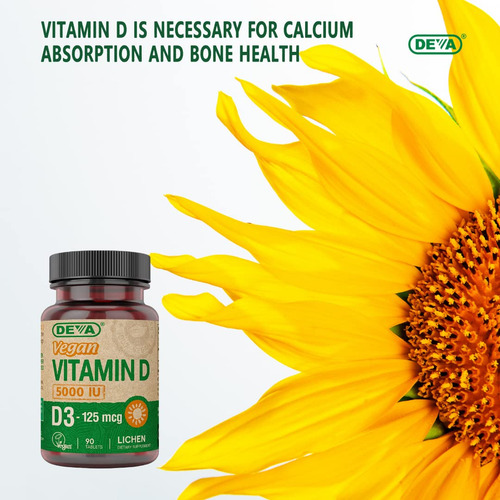 Suplemento Deva Vitamina D3 5000 Ui Sunshine 125mcg Vegan - Imagem 5