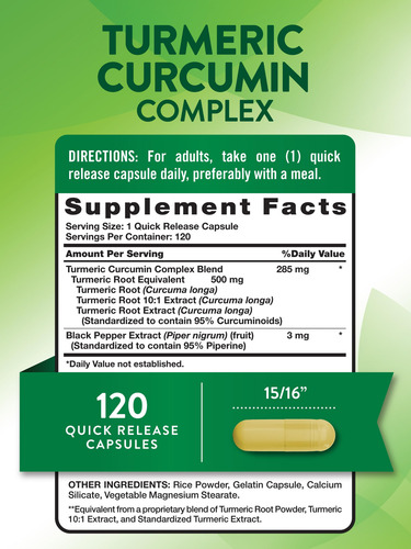 Suplemento Nature's Truth Curcumina De Cúrcuma 500 Mg 120 Cá - Imagem 9