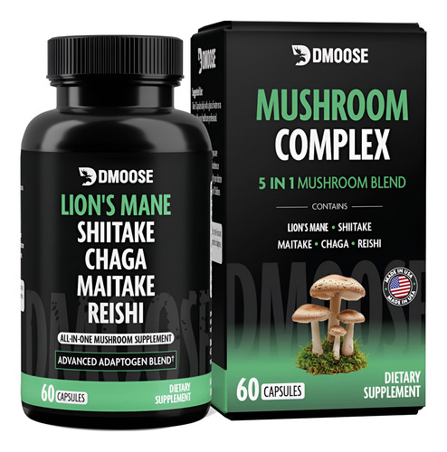 Complexo De Cogumelos De Leões 5300 Mg Mistura Adaptogênica