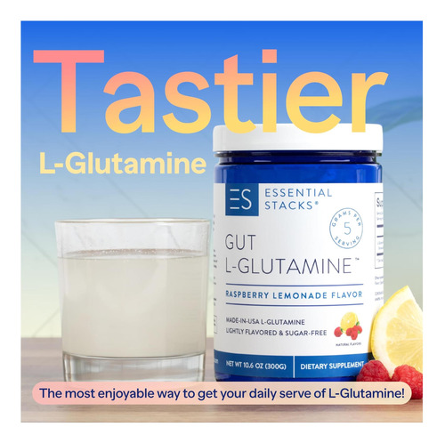 Essential Stacks Flavored Gut L-glutamina Em Pó (limonada De - Imagem 2