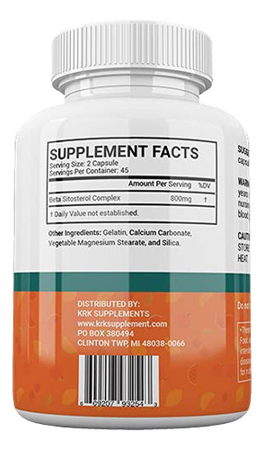 Suplementos Krk Suplementos Beta Sitosterol 800 Mg 90 Cápsul - Imagem 4