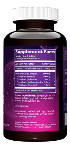 Mrm Nutrição Ps 100mg Fosfatidilserina Saúde Cerebral - Imagem 4