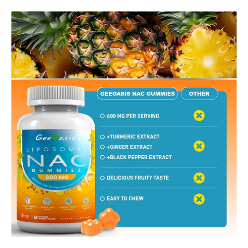 Nac Lipossômico Gummies 600mg Suplemento De N-acetil Para E - Imagem 13