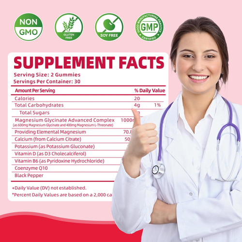 Gominhas De Glicinato De Magnésio 1000 Mg Suplemento - Imagem 11