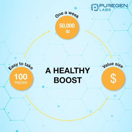 Suplemento De Vitamina D3 Puregen Labs 50.000 Ui 100 Cápsula - Imagem 9