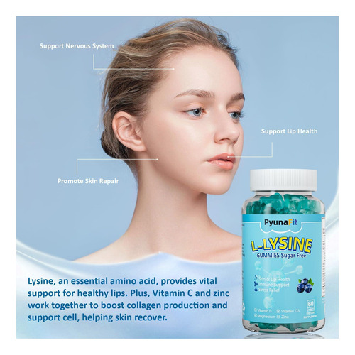 Pyunafit L-lisine Gummies 1000mg 5 Em 1 Força Extra Para Da - Imagem 4