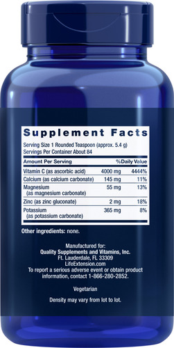 Vitamina C Tamponada Life Extension Em Pó 454 Gramas - Imagem 3