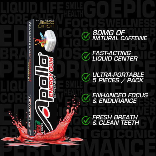 Goma De Energia Apollo Por Núcleo Líquido - 80mg De Cafeína - Imagem 2