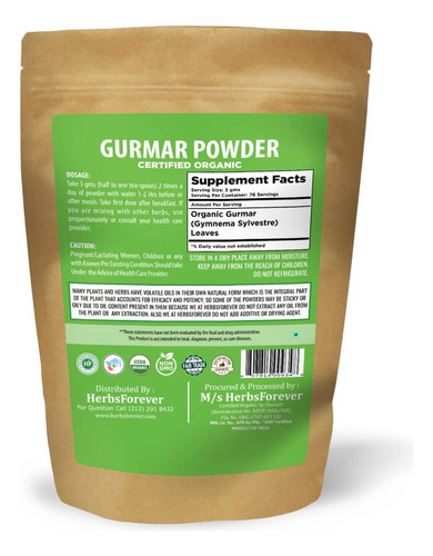Herbsforever Gurmar Powder - Folhas Em Pó - Gymnema Sylvestr - Imagem 7