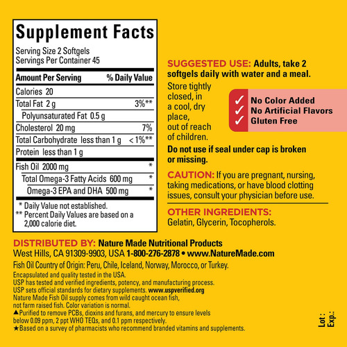 Óleo De Peixe Nature Made 1000 Mg Cápsulas Macias 3 Un. - Imagem 5