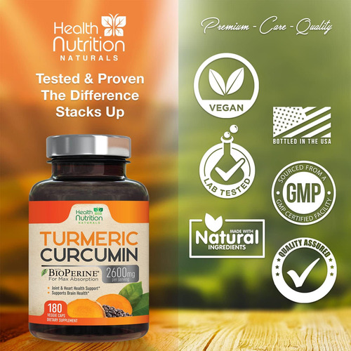 Suplemento De Curcumina De Cúrcuma 2600 Mg Com Extrato De Pi - Imagem 12