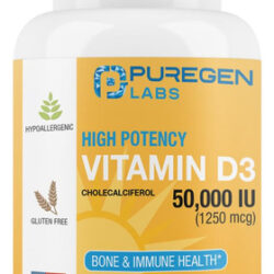 Suplemento De Vitamina D3 Puregen Labs 50.000 Ui 100 Cápsula
