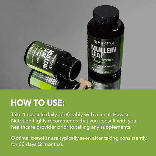 Suplemento Havasu Nutrition Mullein Leaf 500mg 60 Cápsulas - Imagem 7