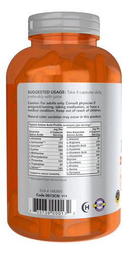 Suplemento Now Sports Nutrition Amino Complete 360 Cápsulas - Imagem 3