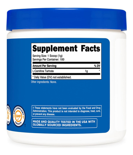 Pó De Tartarato De L-carnitina Nutricost (100 Gramas) - 1 Gr - Imagem 11