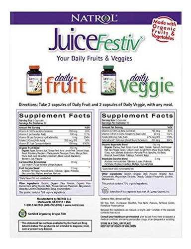 Natrol Cápsulas Diárias De Frutas E Vegetais Juicefestiv 1 - Imagem 4