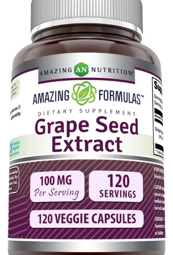 Extrato De Semente De Uva Amazing Nutrition 120 Cápsulas