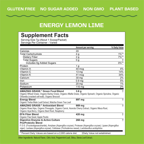 Suplemento Amazing Grass Green Superfood Energy 30 Porções - Imagem 4