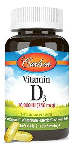 Carlson Vitamina D3 250 Mcg Com Vitamina E Suplementos - Imagem 5