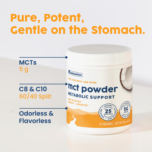 Suplemento De Óleo Mct Em Pó Nativepath Unflavorizado C8 Mct - Imagem 4