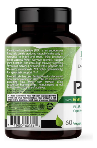 Emerald Laboratories Pea+ Com Levagen+ - Apoie A Saúde Artic - Imagem 5