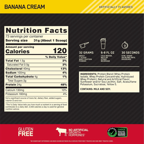 Gold Standard Food Supplement Protein 2.27 Kilogram. Aa Dc - Imagem 3