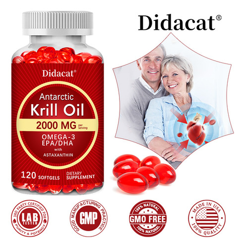 Óleo De Krill Antártico De 2000 Mg Ômega-3 Epa Dha Com As - Imagem 2
