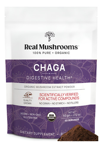 Suplemento De Cogumelos Reais: Chaga Em Pó (60 Porções)