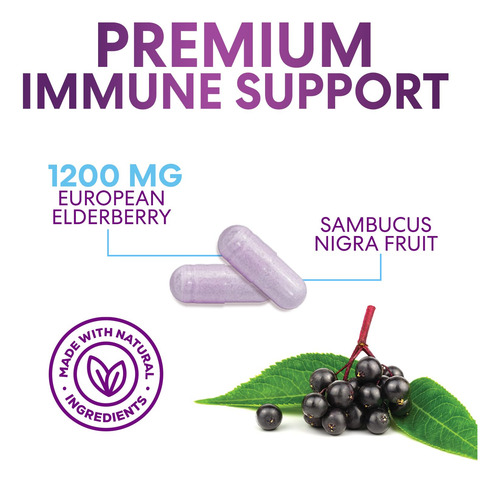 Suplemento Nature"s Nutrition Extrato De Sabugueiro 120 Cáps - Imagem 3