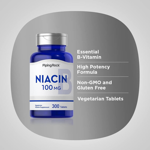 Piping Rock Niacina 100mg 300 Comprimidos Com Descarga - Imagem 4