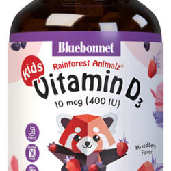 Vitamina D3 Bluebonnet Para Crianças 400 Ui 10mcg 90% Mastig