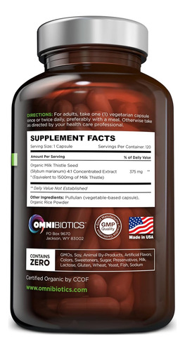 Omnibiotics Organic Milk Thistle Supplement 1500mg - 4x C... - Imagem 2