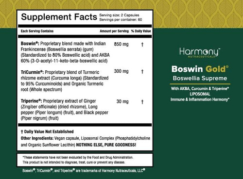 Harmony Nutraceuticals Boswin Gold Lipossomal - Maior Potênc - Imagem 13
