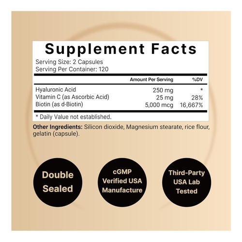 Suplementos De Ácido Hialurônico Da Naturebell 250mg 240 E - Imagem 2