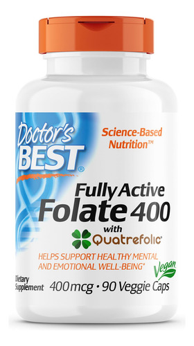 Suplemento Doctor"s Best Folato Totalmente Ativo 400 Mcg