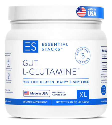 Suplemento Essential Stacks Gut L-glutamina Em Pó 500g