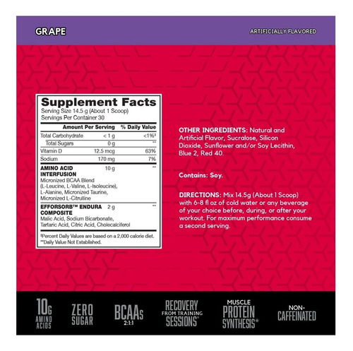 Bsn Amino X Recuperação Muscular E Pó De Resistência Com 10 - Imagem 2